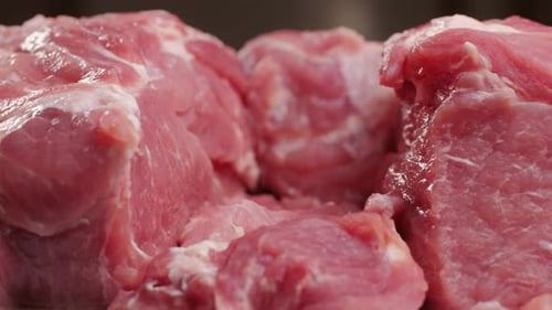 Close Up of Raw Pork Pieces