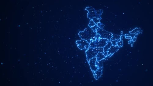 Futuristic Digital India Map with Glowing Network and Data Connections