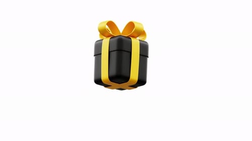 Animated 3D Gift Box with Yellow Ribbon