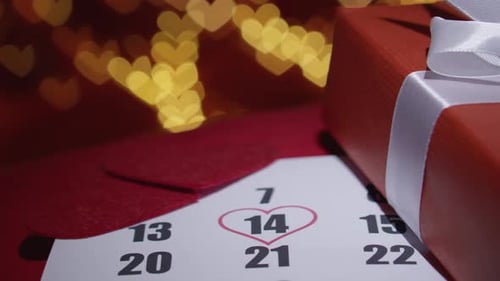 Calendar with Hearts Marking Romantic Date