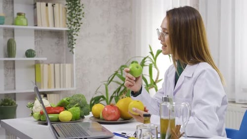 Woman Dietitian Explaining Healthy Eating on Video Call