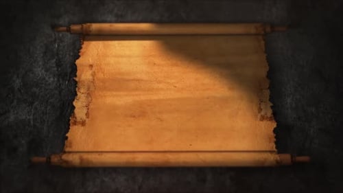 Epic Scroll Opens on concrete background