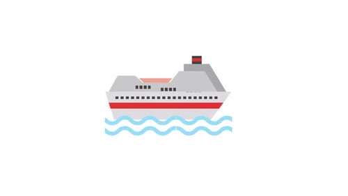 Flat Design Cruise Ship Icon Animation