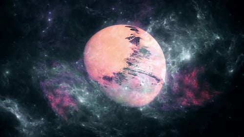 Abstract Planet Rotating in Dynamic Cosmic Nebula Field