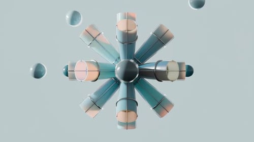 Animação de esferas e tubos satisfatórios em loop 3D