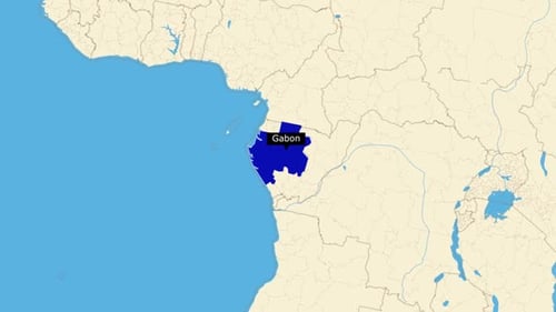 Animated World Map Zoom to Gabon Country Highlight