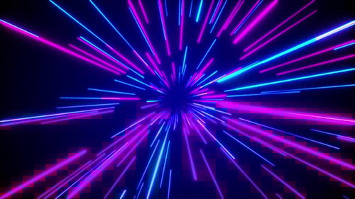 Abstract Neon Glowing Rays in Motion