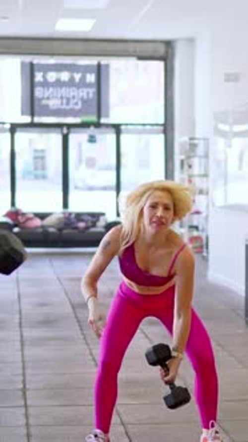 Women Lifting Dumbbells During Gym Workout