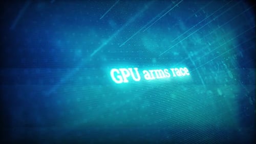 Gpu-Wettrüsten auf dem digitalen Bildschirm Nachricht auf dem Computerbildschirm