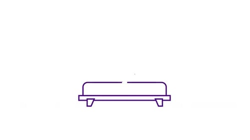Minimalist Line Art Bed with Hearts Animation
