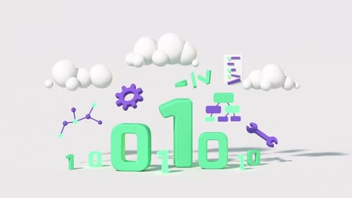 Web development and coding. 3D render animation