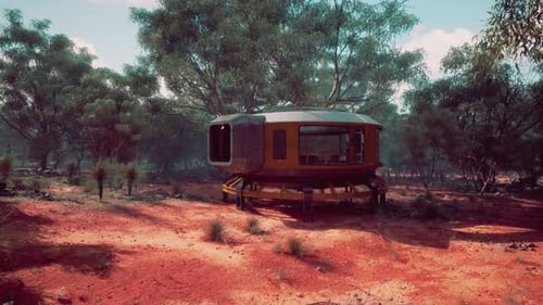 Sci-Fi Futuristic Habitat Pod In A Natural Landscape