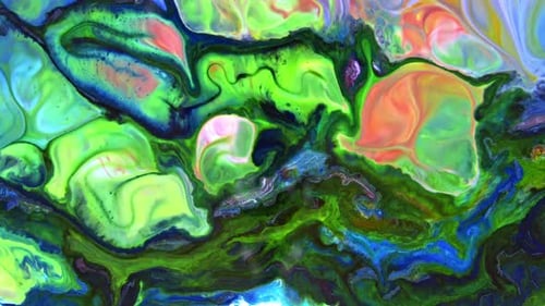 Vibrant Abstract Paint Swirls Create Colorful Landscape