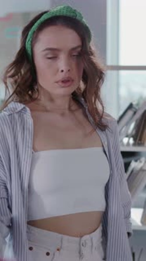 Portrait of Tired Young Beautiful Woman Finishing Hardworking Domestic Tasks Cleaning Around the