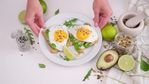 Avocado Toast with Fried Eggs Preparation