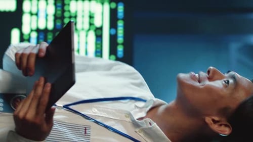 Vertical Video Developer Strolling Through Data Center