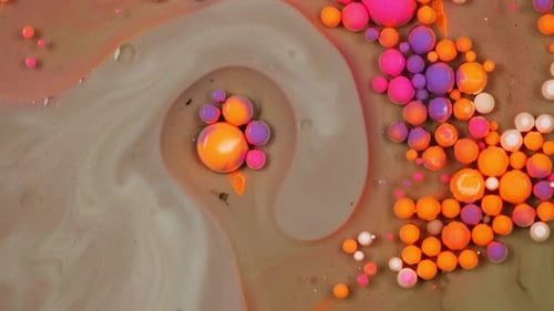 Colorful Paint Bubbles Swirling Close Up