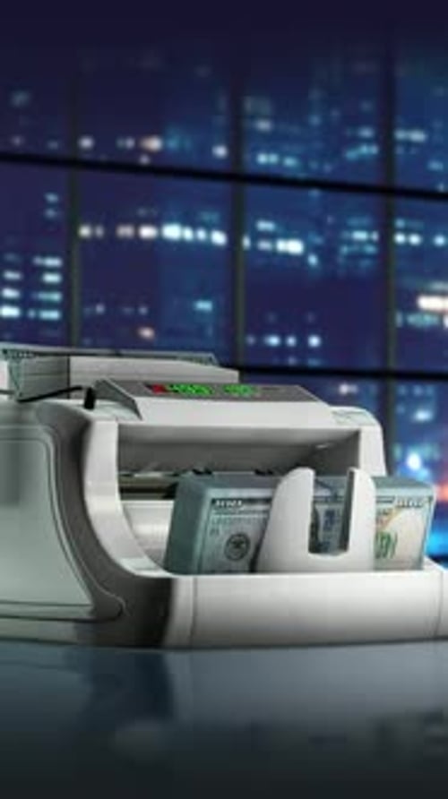Money Counting Machine Business Finance Background Loop 4K