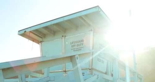 Sun Shinning On Life Guard Post On Beach