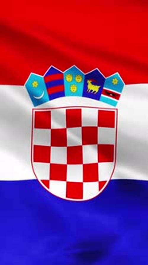 Realistic Waving Croatian Flag Vertical Loop