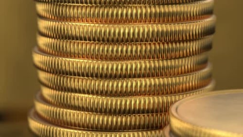 Animated Gold Coins Stacking for Financial Growth and Business