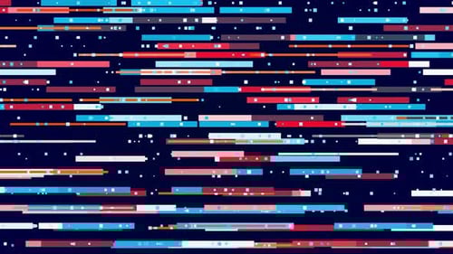 Horizontal, parallel graphic lines moving from side to side on a dark blue background