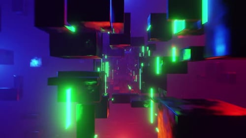 Multi neon colors Fantasy Beautiful Stage tunnel Background
