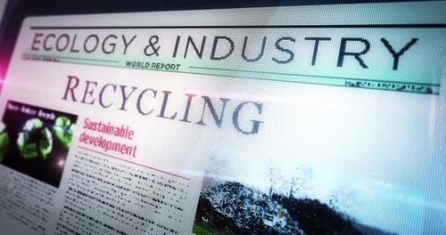 Futuristic Digital Screen Displaying Ecology and Industry News