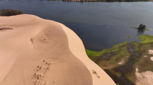 Aerial Tour of White Dunes and Lake