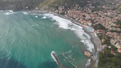 Aerial video over Italy, Liguria, Province of La Spezia, Levante