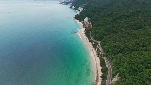 Palmares Beach Standing Out In The South Of Puerto Vallarta, Aerial View Of Mexico