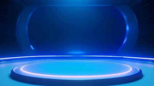 Futuristic Neon Blue Stage Podium Loop Background