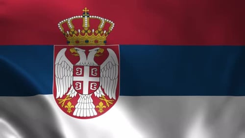 Realistic Fabric Waving Flag of Serbia Animation