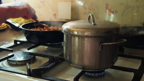 Cooking Delicious Meals on a Gas Stove Utilizing Fresh Ingredients in a Skillet for Great Flavor and