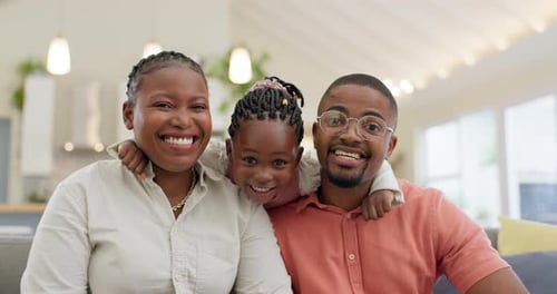 Happy Family Smiling Together Inside Modern Home
