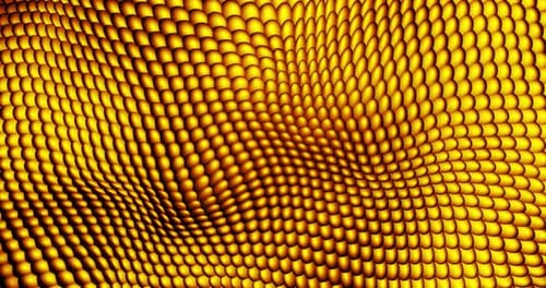 Abstract Golden Undulating Spheres Motion Background