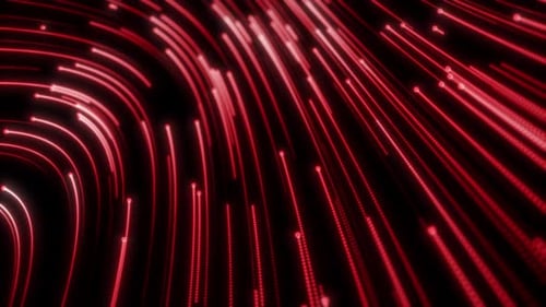 Abstract Red Glowing Lines Flowing Technology Animation