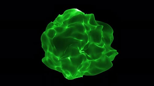 Bola abstracta animada en 3D de color verde