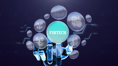 Digital Screen, Fintech Robotic Technology, Concept, Background 4K