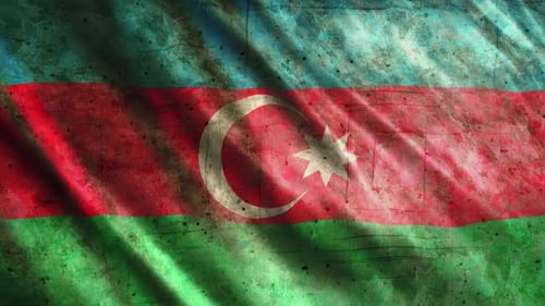 Grunge Waving Azerbaijan Flag Loop with Textured Effect