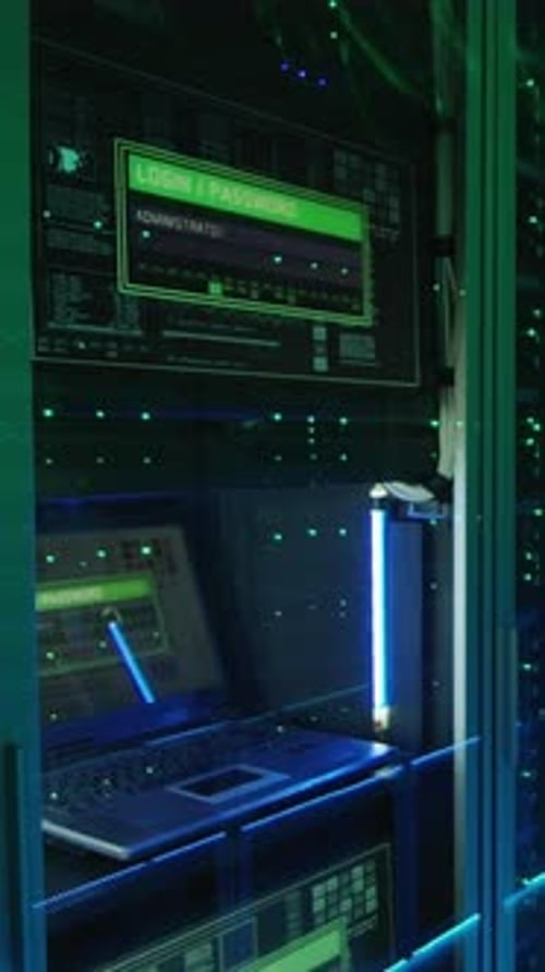 Écran de connexion informatique dans un centre de données moderne