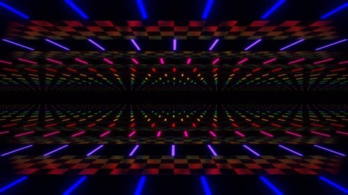 Corridor Of Multicolor Neon Lines Background Vj Loop In 4K