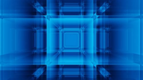 Transparent Blue Square Grid Tunnel Loop Animation Background