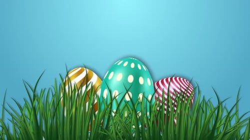Animated Easter Eggs in Green Grass Background Loop
