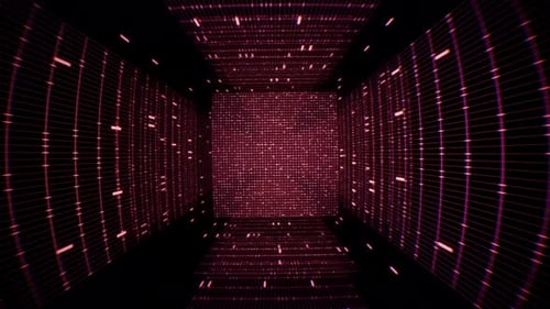 Glowing Futuristic Grid Tunnel Abstract Animation