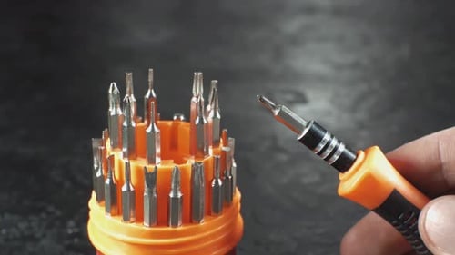 Various Screwdriver Bits are Selected for Repair