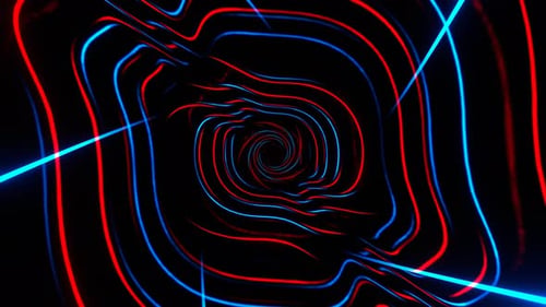 Red And Blue Neon Spiral Shine Background Vj Loop In 4K