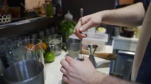 Bartender preparing cocktail at the bar