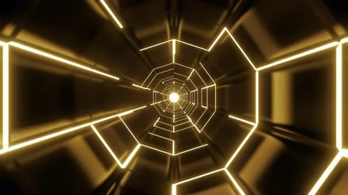 Abstract Black Sci Fi Tunnel And Yellow Light Seamless Loop