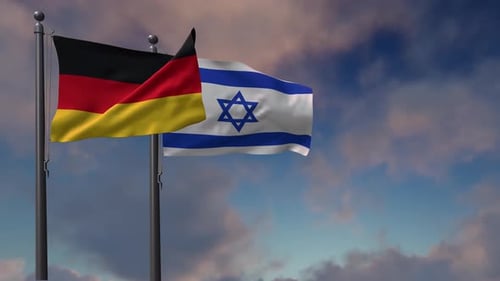 Waving Flags of Germany and Israel
